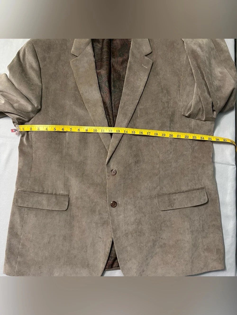 Lauren Ralph Lauren Corduroy Blazer Men 50R Tan Beige Paisley Lined Sport Coat
